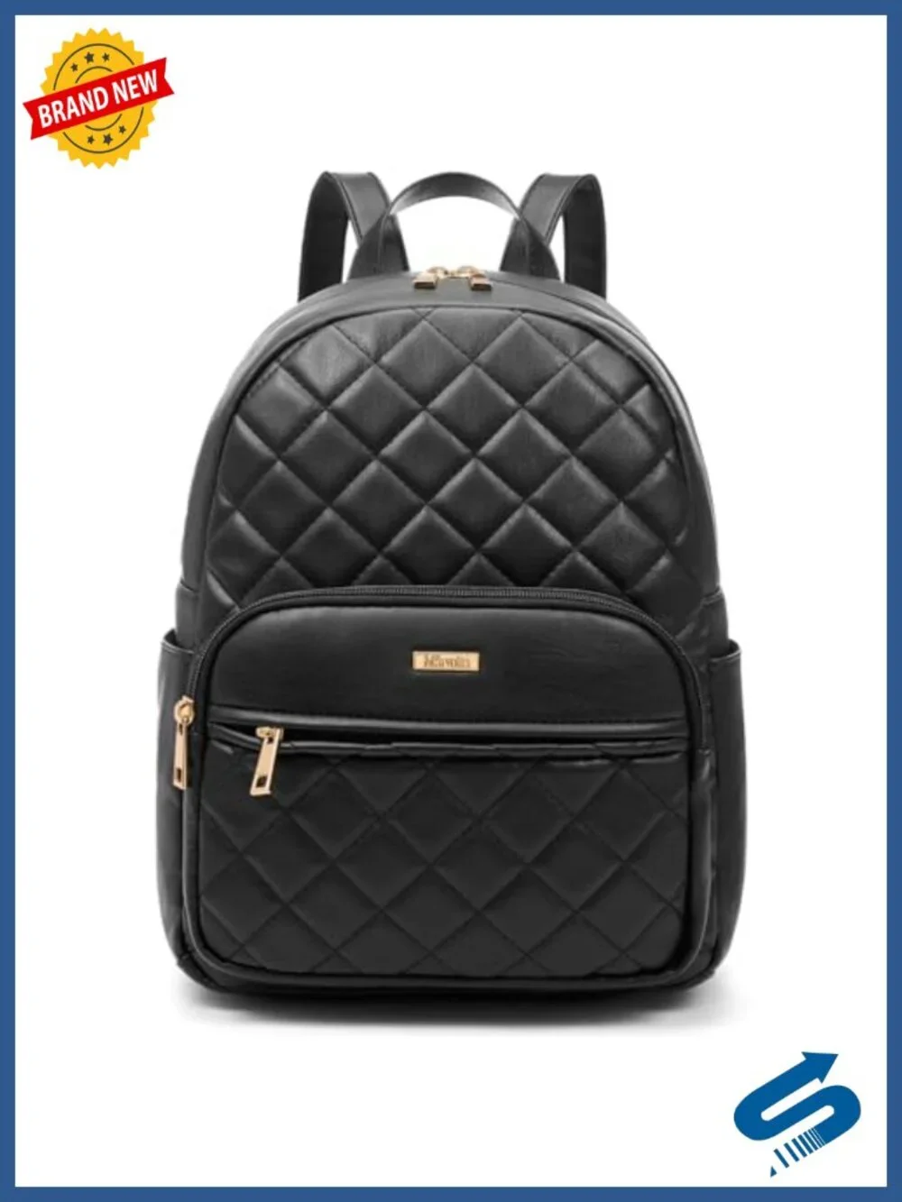 Vegan Leather Mini Backpack for Travel Work Shopping with Quilted Design